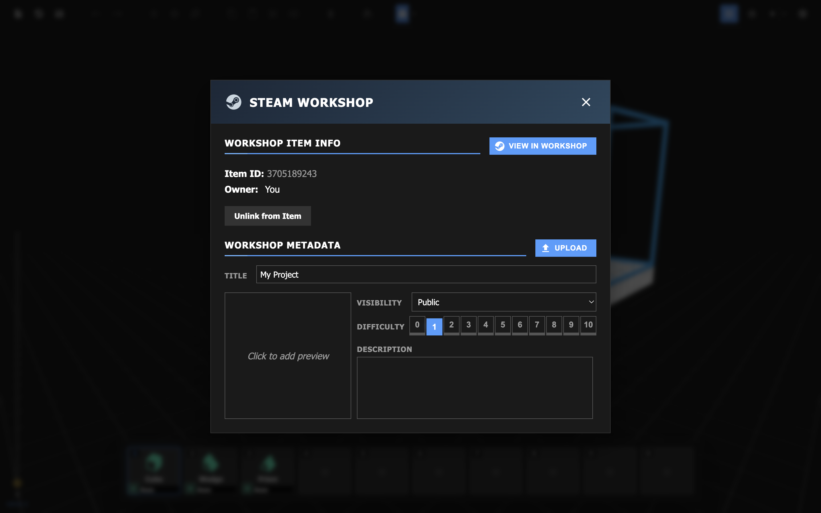 The Steam Workshop menu.