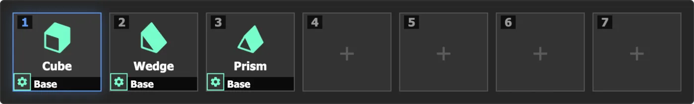 The Inventor Bar with its default loaded presets.