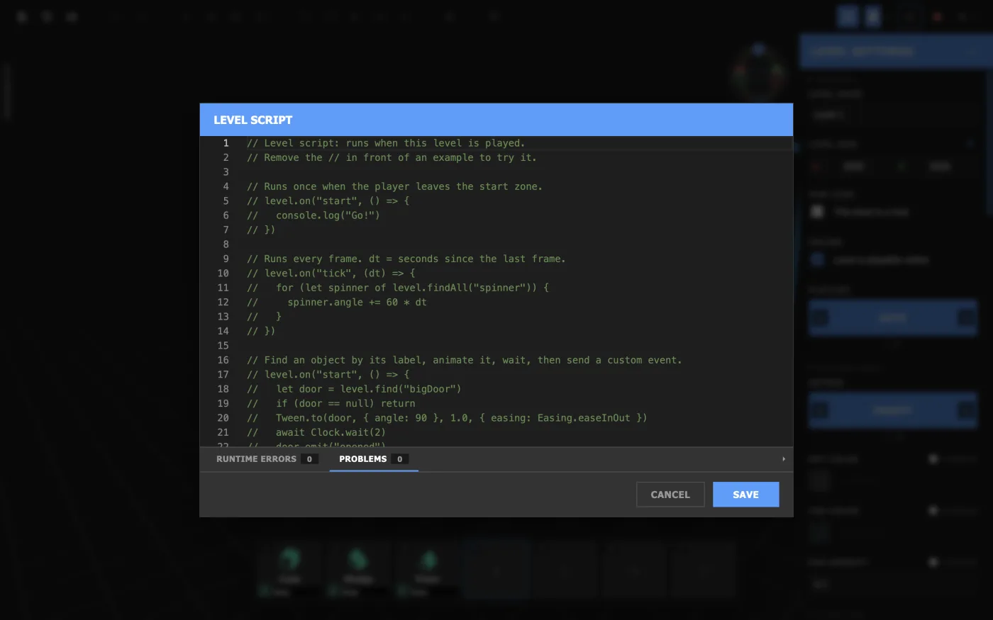 The Level Script Editor.