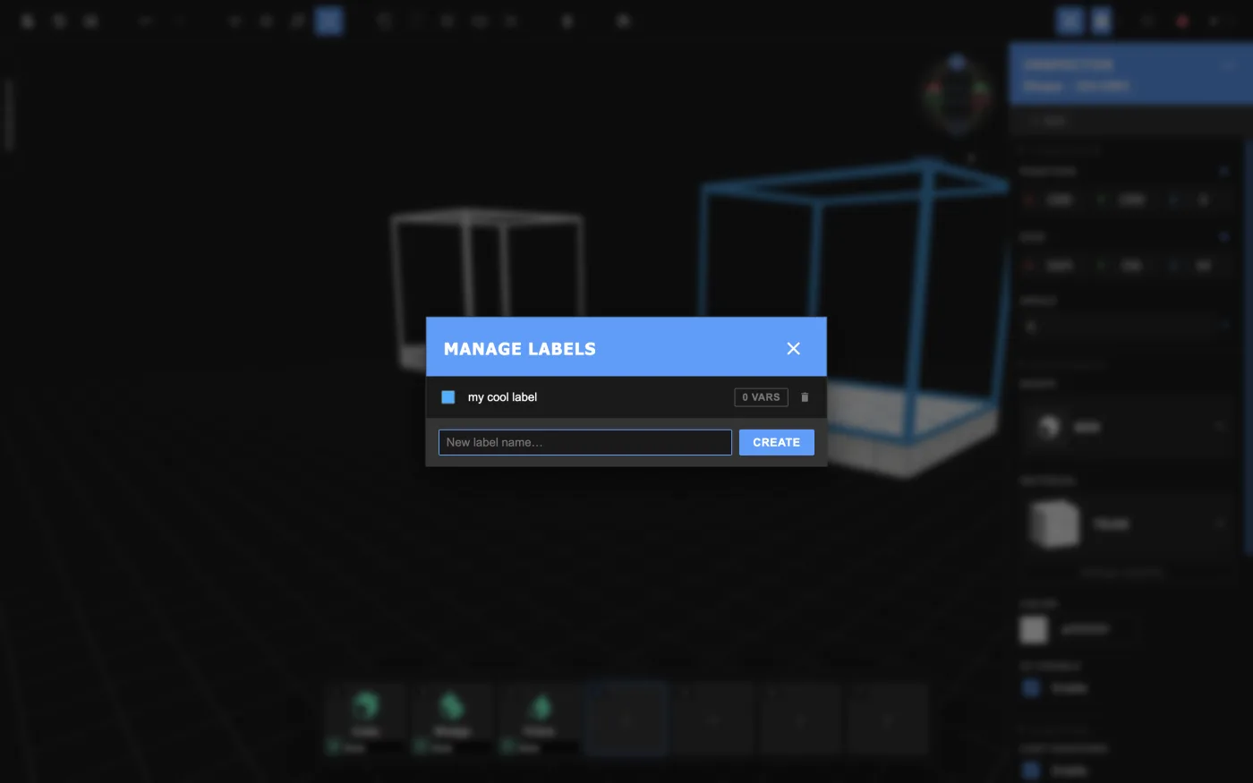 The Manage Labels menu.