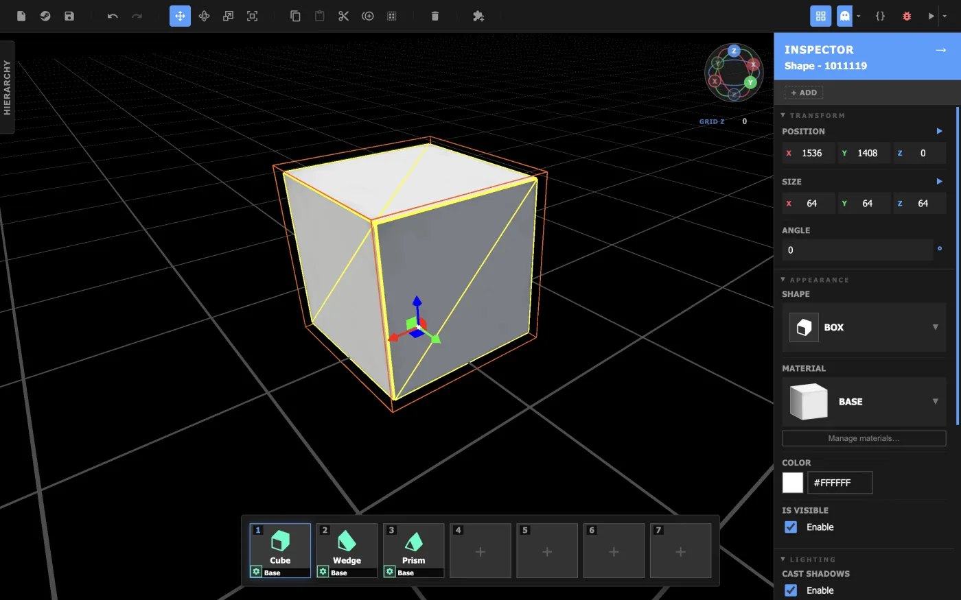 A selected object with the Move Tool active.