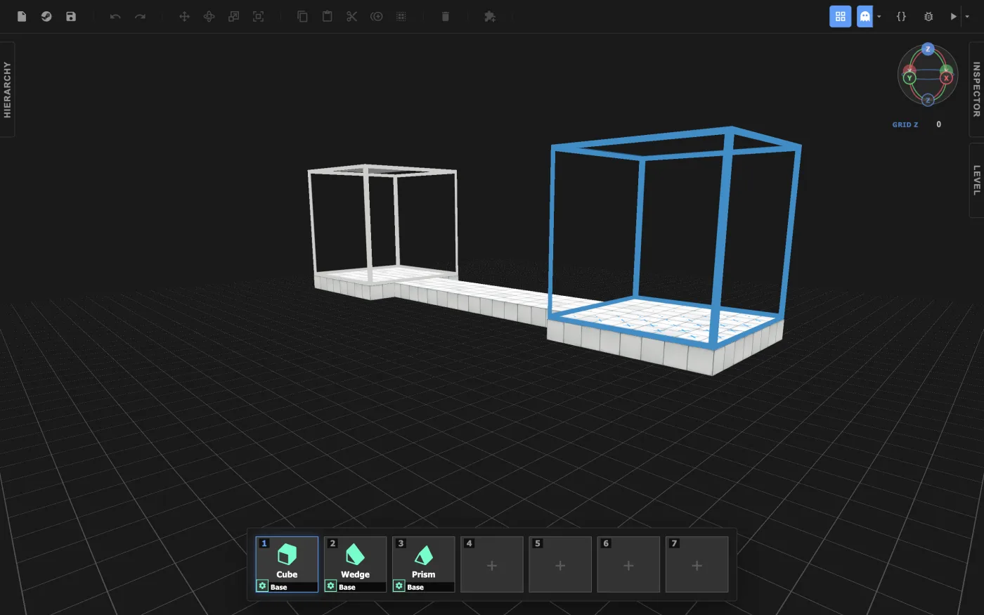 The Scene view provides a 3D view of your level.