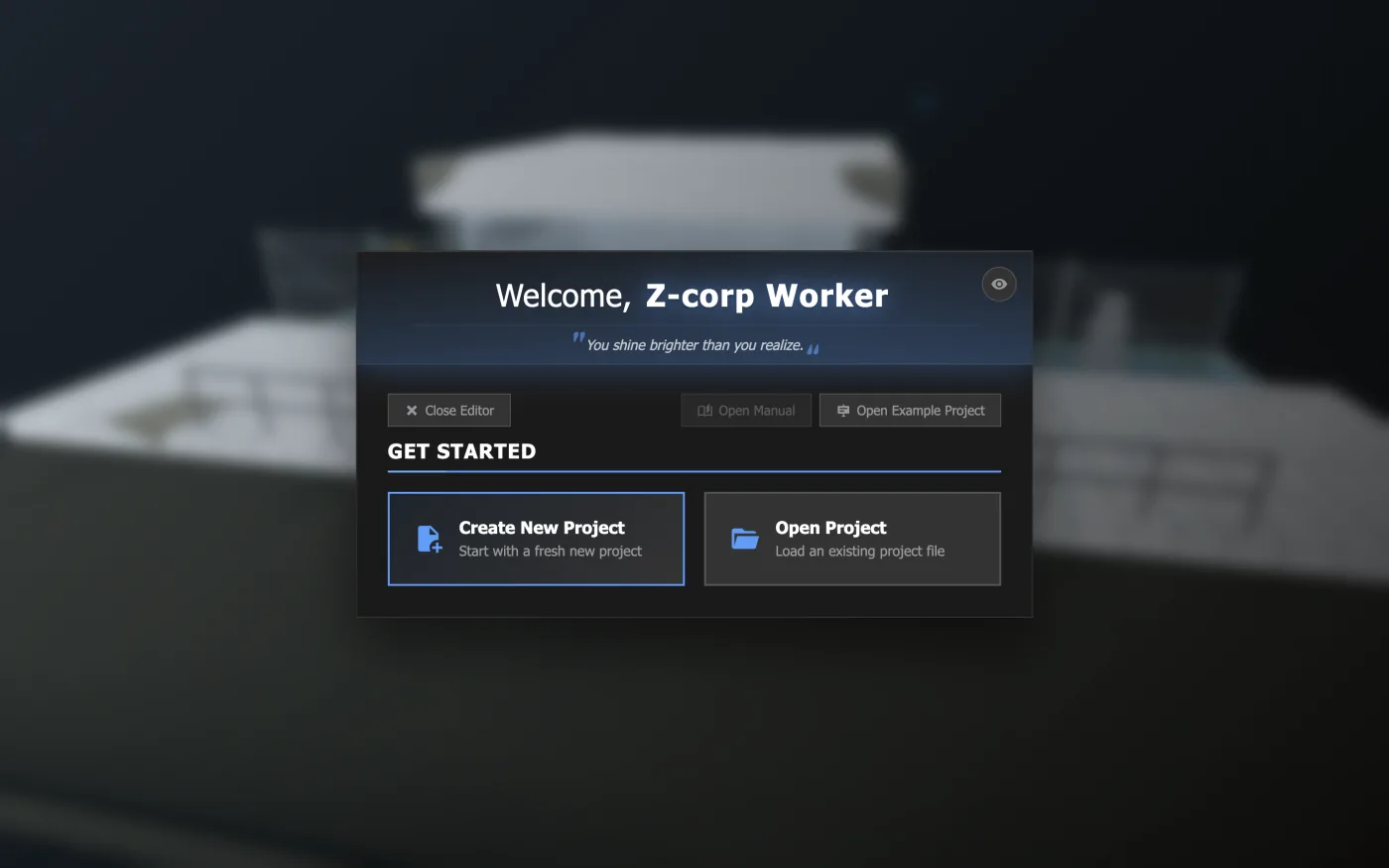 The Welcome menu.